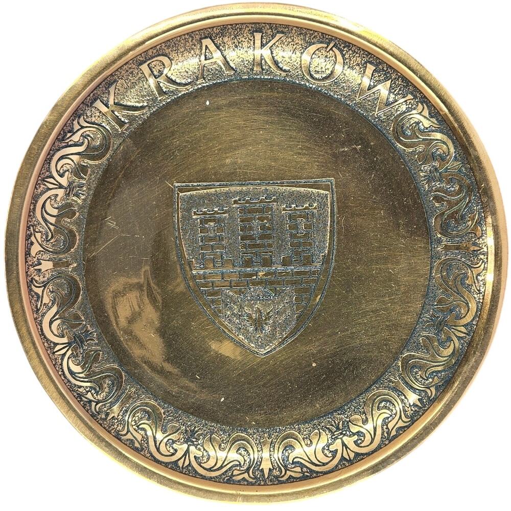 Vintage Krakow Elaborate Brass Wall Plate Decor